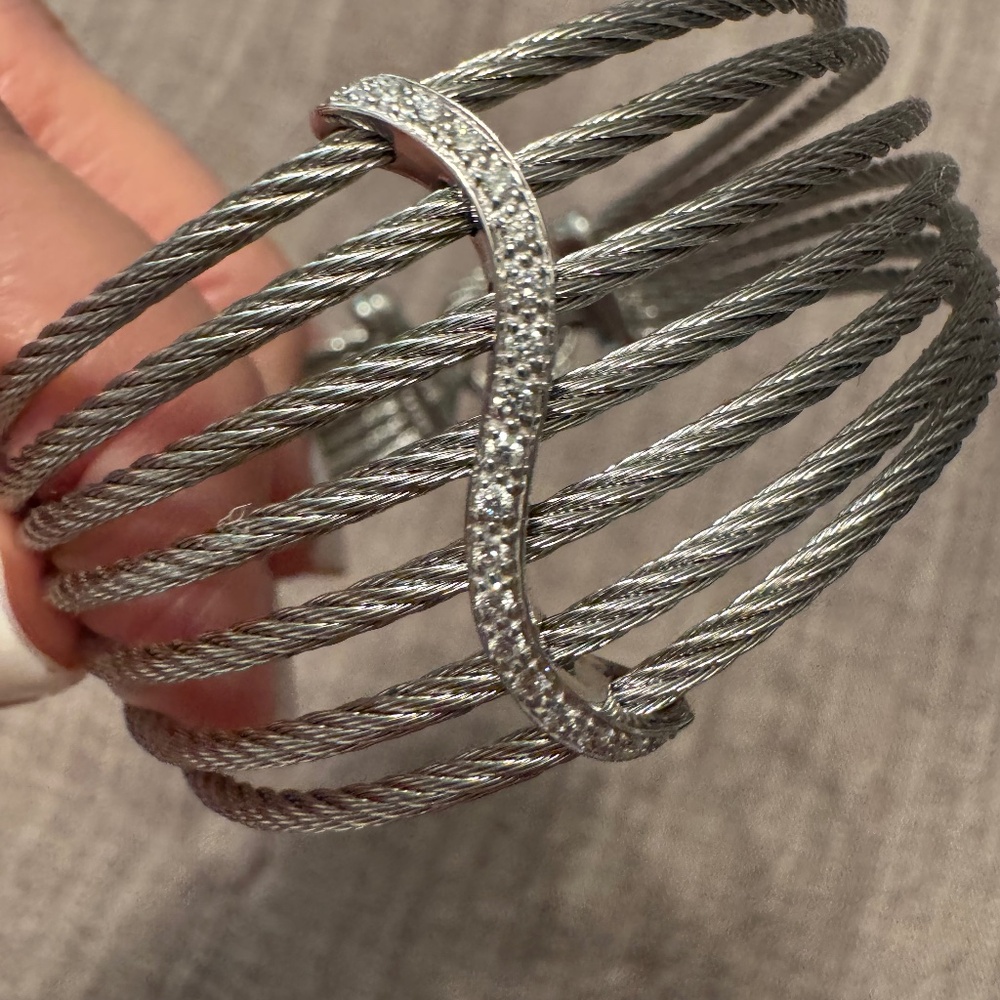 ALOR Large Open Row Bracelet with Diamonds